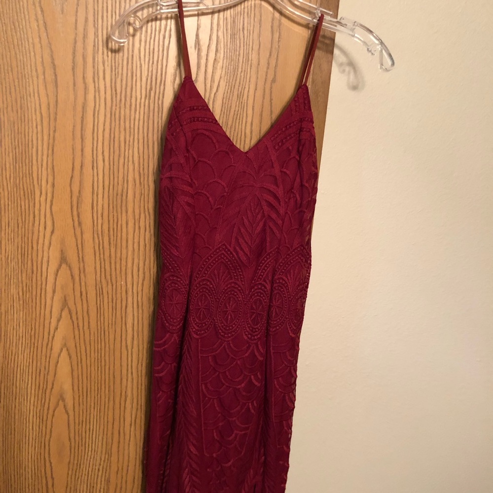 Morning Mist Long Maroon Dress with Side Slit